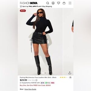 Fashion Nova Black Faux Leather Mini Skirt